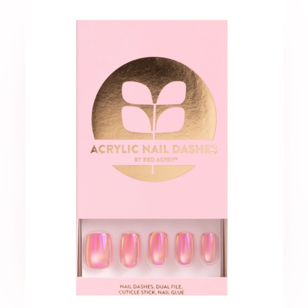 NEW 𝙍𝙚𝙙 𝘼𝙨𝙥𝙚𝙣 Press-On Nails Pink Acrylic Jubilant Jericka Short Squoval